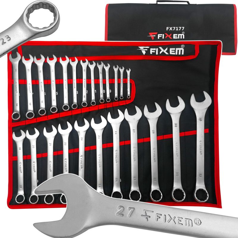 KLUCZE PŁASKO OCZKOWE 24szt 6-32mm ETUI Fixem 1 kpl.