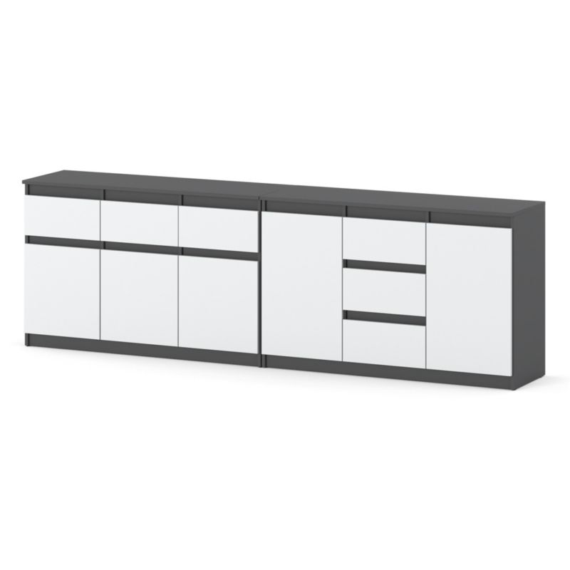 Komoda Hurtownia-Mebli Szuflady 6 Agnolia Best 240cm Szary Mat Biały Mat 240x35x75 cm 1szt.