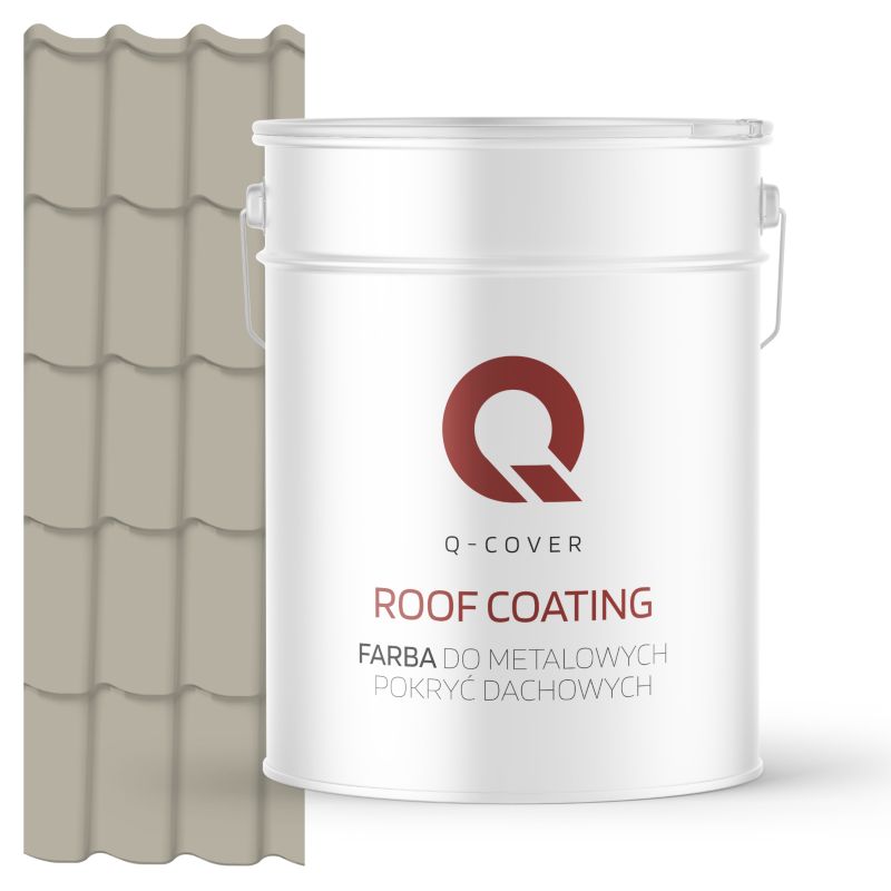 Farba do Metalowych Pokryć Dachowych Q-Cover Szary beżowy RAL7032 Półmat 10L