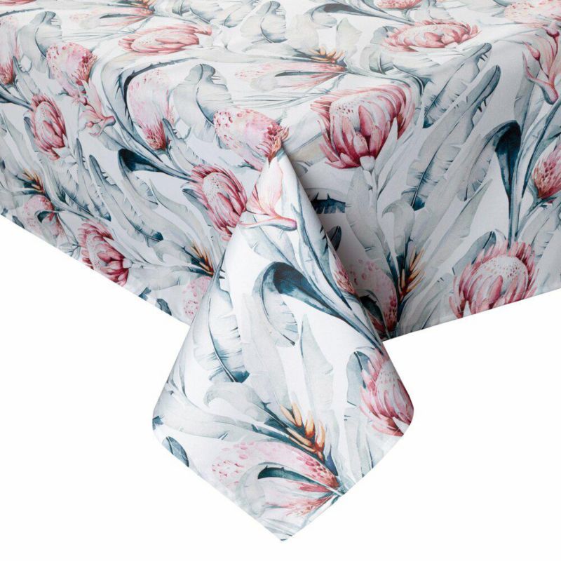 Obrus ogrodowy GARDEN/32G Eurofirany 140x220 cm kwiaty różowo zielone wodoodporny 1 szt.