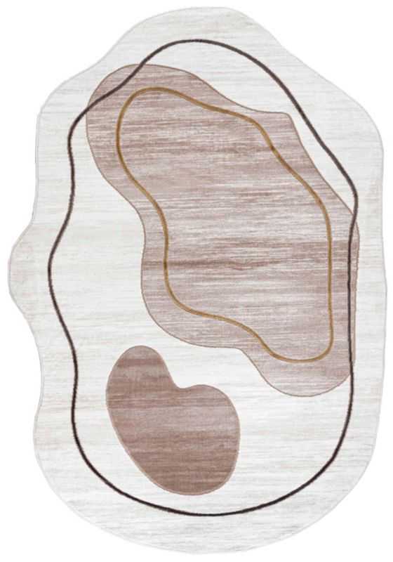 Dywan Dwustronny Wewnętrzny SILA LUX Owalny Mazovia 80 x 150 cm Beżowy Motyw Abstrakcyjny 1 szt.