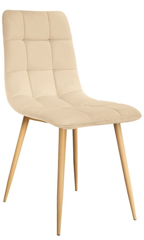 Krzesło tapicerowane LOUIS Chill Art beżowe metalowa noga w kolorze drewna