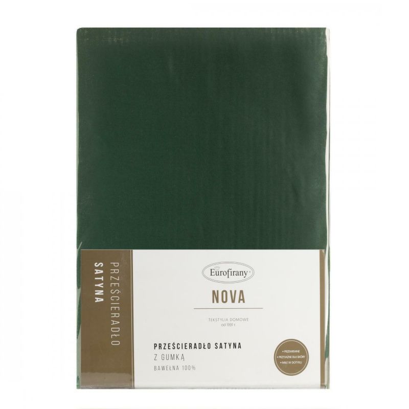 Prześcieradło NOVA3 Eurofirany 220 x 200 x 30 cm gładkie z gumką bawełna satynowa kolor satynowy szt. 1
