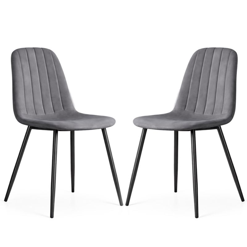 Welurowe krzesło tapicerowane pikowane AKORD Ciemny Grafit LUMO Czarne nogi 2 szt.