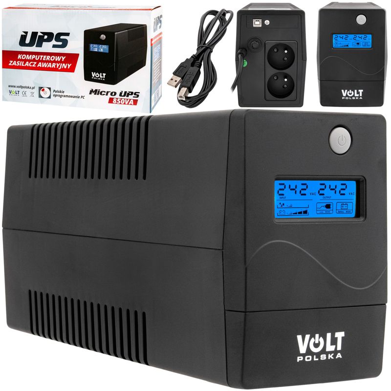 Zasilacz Awaryjny UPS VOLT POLSKA Micro 850 850VA 480W 9Ah LCD 1szt.