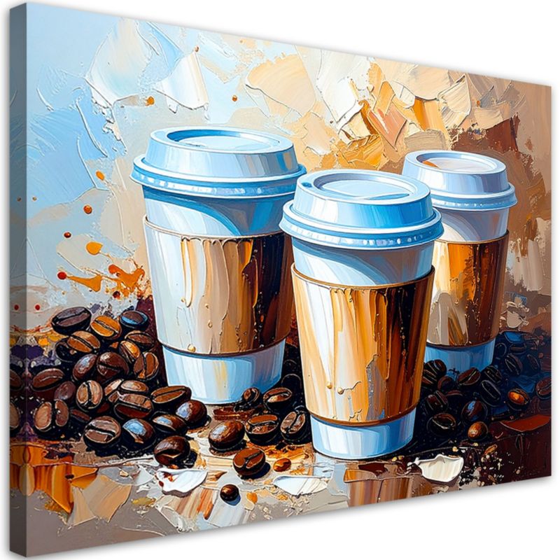 Obraz do kuchni baru restauracji Feeby Kubki z kawą 100x70cm 1szt