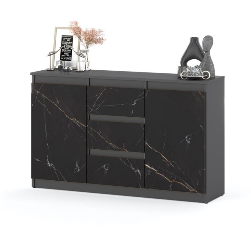 Komoda Hurtownia-Mebli Szuflady 3 Agnes 2D3SZ 120cm Szary Mat San Sebastian 120x35x75 cm 1szt.