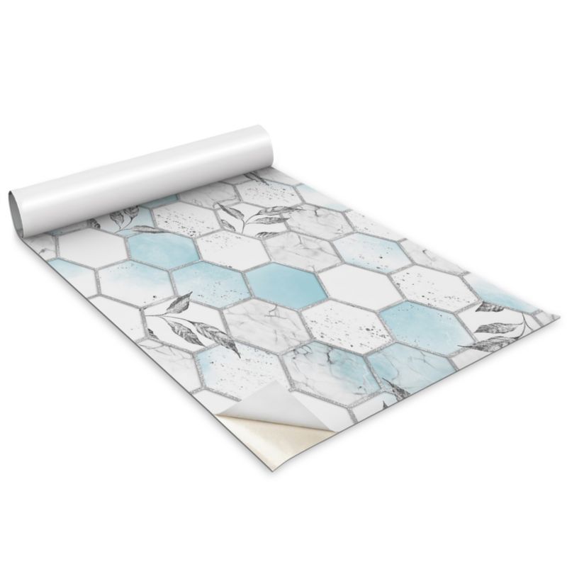 Folia Samoprzylepna Do Mebli Wallfluent 100x50 cm Heksagony i liście Matowa Okleina Dekoracyjna 1 rol.