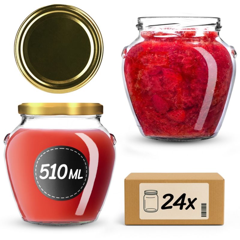Słoiki KADAX na przetwory 510ml + wieczka "Złote" 82 mm 24 szt.