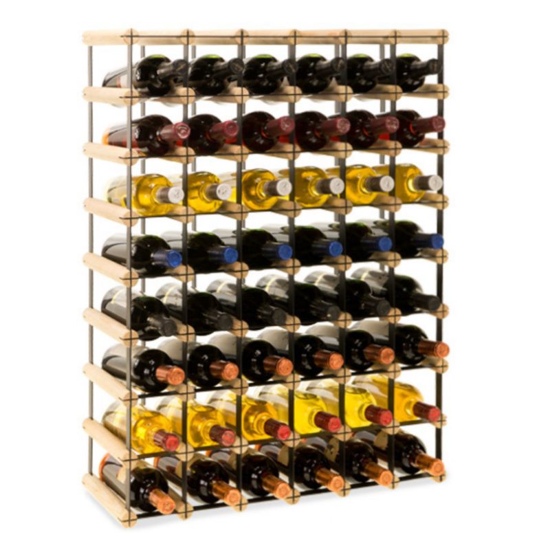 Stojak na wino MODO24 na butelki PET szafka wielki eko na 48 butelek czarny metal drewno naturalne 1 szt.