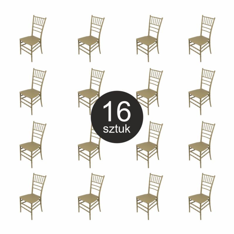 Krzesło Furvero Chiavari PP bankietowe weselne + poduszka ekoskóra szampańsko-pistacjowe zestaw 16szt.