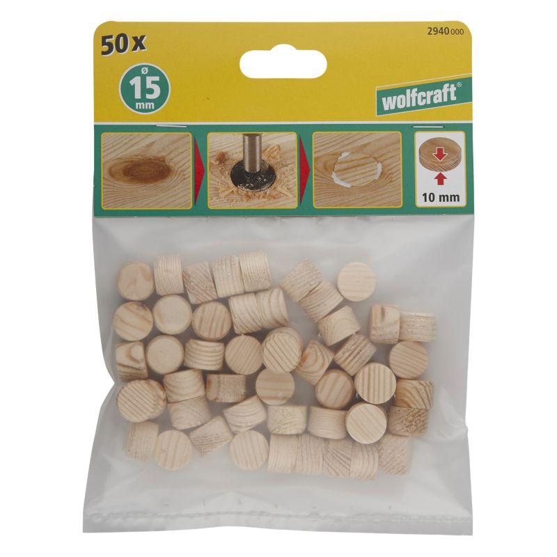 Zaślepki / fleki drewniane Wolfcraft Gmbh 2940000 15 mm 50 szt.