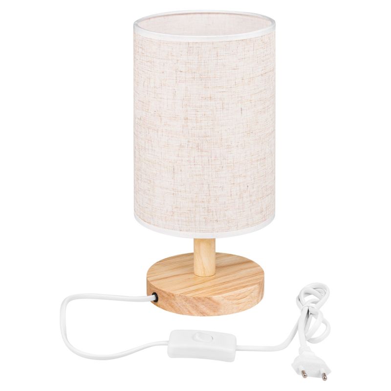 Lampka stołowa MasterLED Hilda E27 30cm IP20 biurkowa nocna biała z drewnem 1 szt.