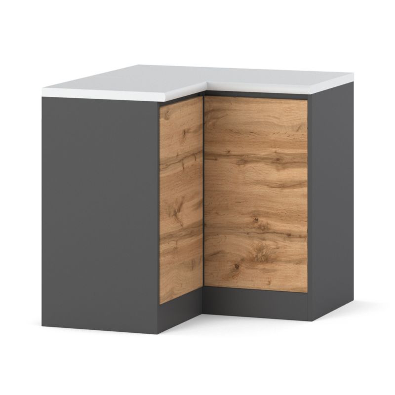 Szafka Kuchenna Hurtownia-Mebli Stojąca Narożna Bella dolna narożna D9090 90cm Szary Mat Dąb Wotan 90x47x85 cm 1szt.