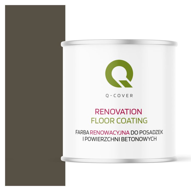 Farba Renowacyjna do Posadzek i Powierzchni Betonowych Q-Cover Szaro-Brązowy RAL7013 Wysoki Połysk 2.5L