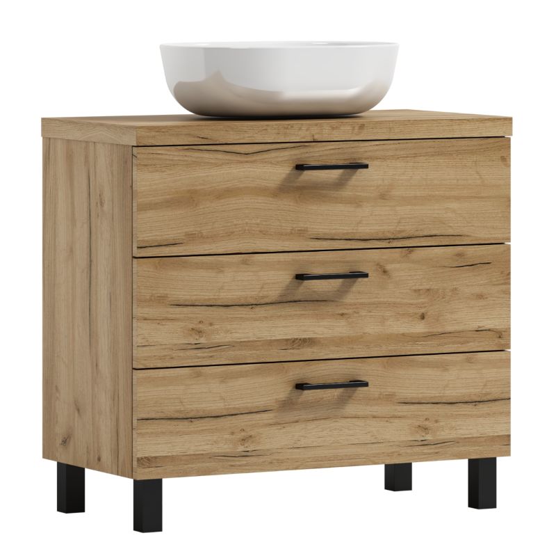 Szafka łazienkowa ROMA 80 dąb craft złoty z umywalką Blanco 1 szt.