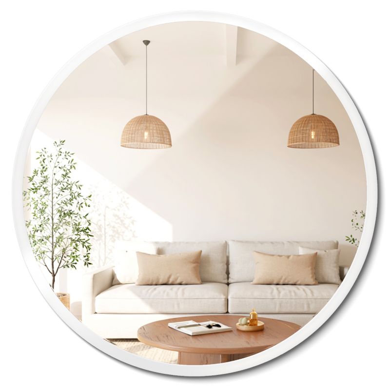 Lustro Okrągłe ArtPrintCave 80 cm Dekoracyjne Ścienne W Stylu Loft z Białą Szklaną Obwódką 1 szt.