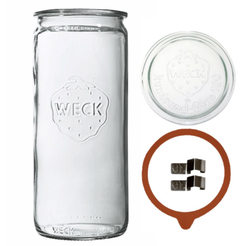 Słoik MODO24 Weck 1500 ml fi 100 cylinder szklane wieko gumka zapinki 1 kpl.