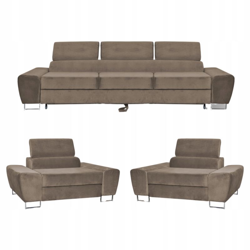 Zestaw mebli BOSSO do salonu sofa i fotele Family Meble brązowe 1 szt.
