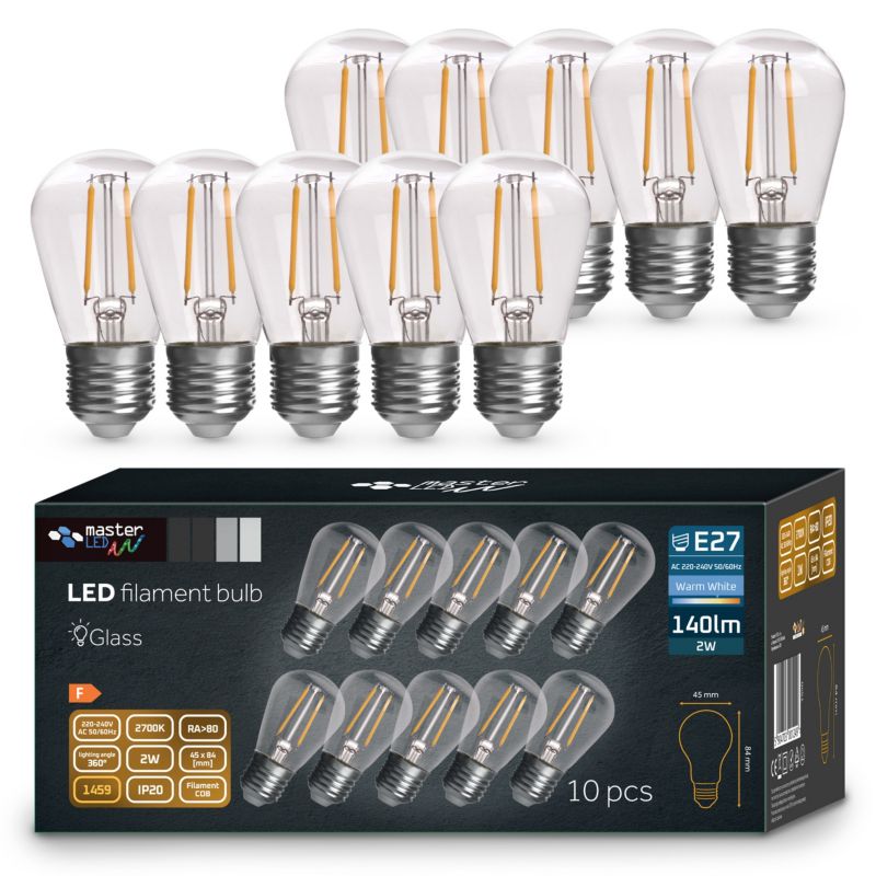 Żarówka E27 LED MasterLED Filament ST14 2W IP20 2700K 10 szt.
