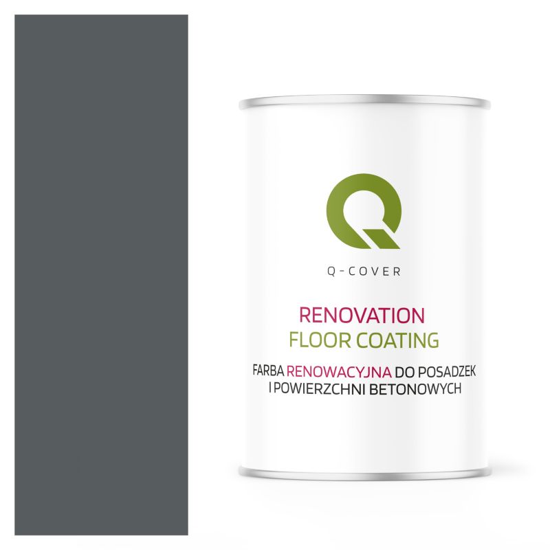 Farba Renowacyjna do Posadzek i Powierzchni Betonowych Q-Cover Szary Bazaltowy RAL7012 Półmat 1L