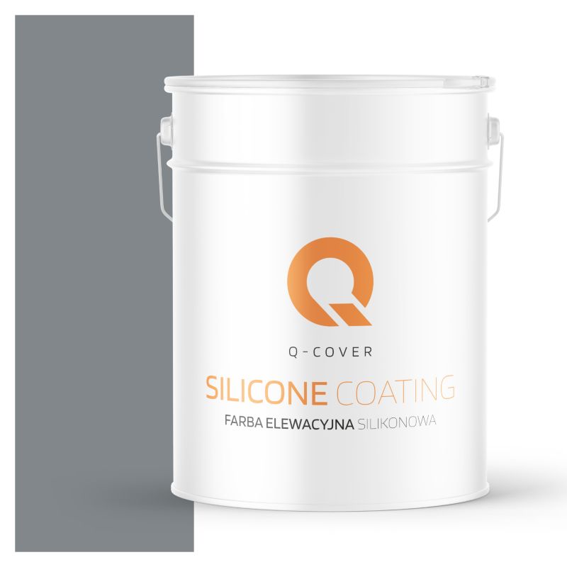 Farba Elewacyjna Silikonowa Fasadowa Q-Cover Szary ciemny z odcieniem niebeskiego F255 10L
