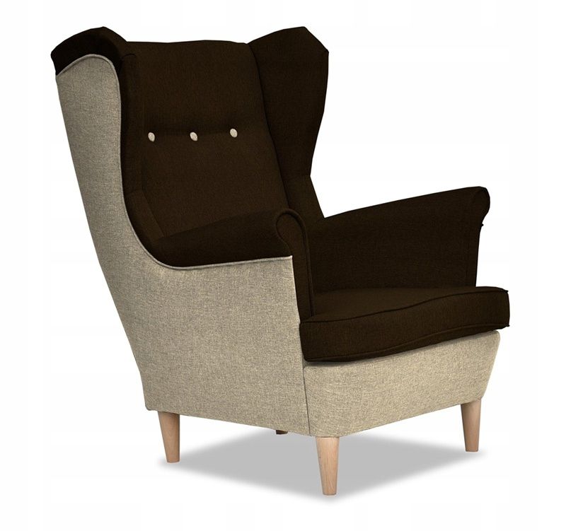 Fotel uszak do salonu Family Meble ARI DUO brązowy beżowy 1szt