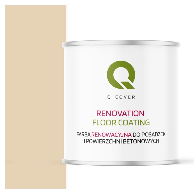 Farba Renowacyjna do Posadzek i Powierzchni Betonowych Q-Cover Kremowo Beżowy RAL1015 Wysoki Połysk 2.5L