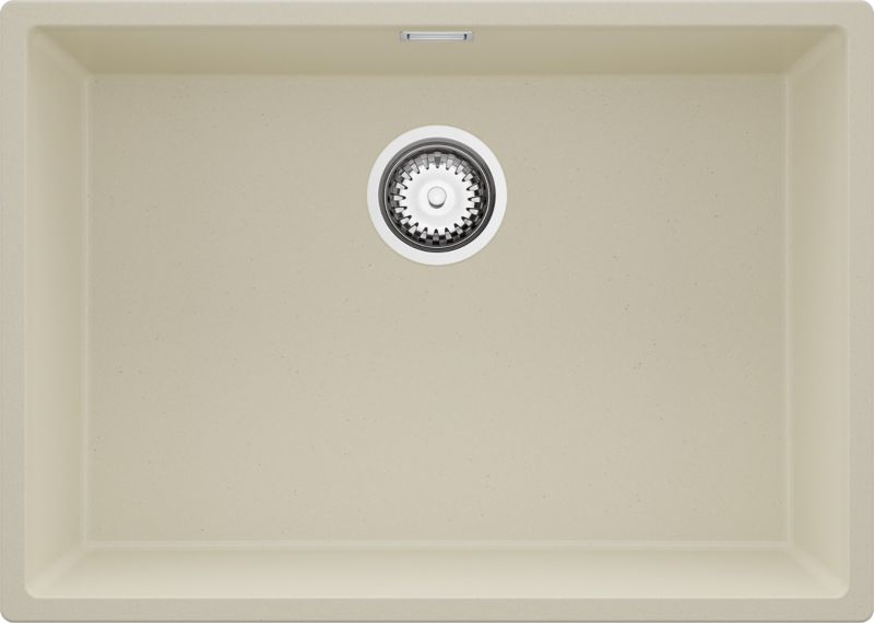 Zlewozmywak Londyn Slim PRIMAGRAN Nablatowy 66x47cm do szafki od 70cm, Beżowy + Syfon, S392, 1 szt.