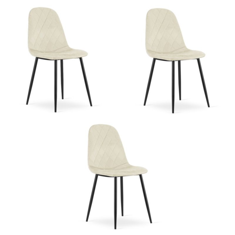 Krzesło EDANTI, beż aksamit nowoczesny design 3 szt.