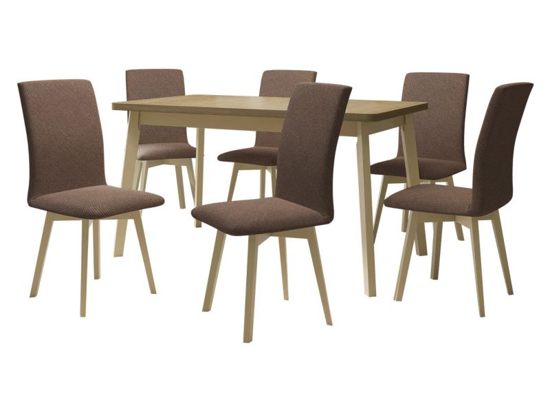 Zestaw DR24 MIRJAN 24 Stół rozkładany Oslo VI 80x140/180 + 6 krzeseł Luna 2 sonoma + brązowa tapicerka 1 kpl.