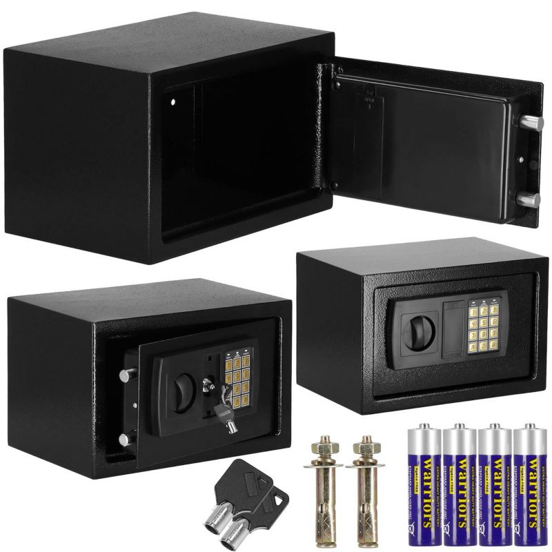 Sejf domowy na pieniądze Springos kasetka z zamkiem elektronicznym, skrzynka pancerna czarna 1 szt.