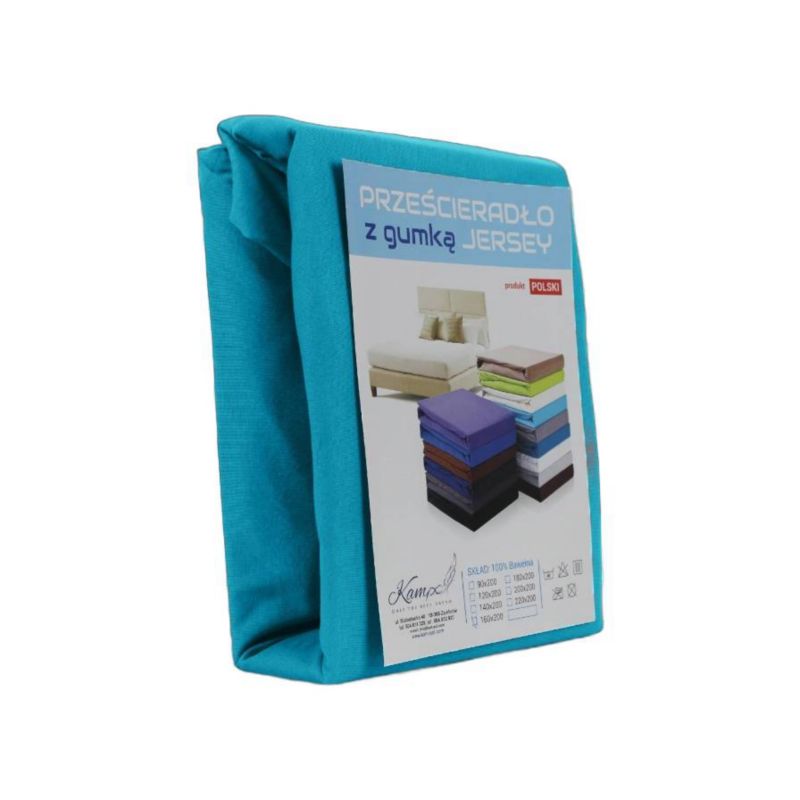 Prześcieradło z gumką Jersey VIP bok 30cm KAM-POL turkus 70x180cm 1 szt.