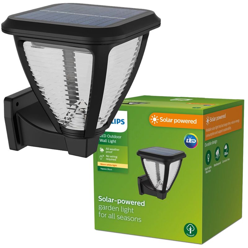 Kinkiet elewacyjny Philips solarny LED VAPORA 1,5W 2700K 200lm IP44 czarny 1 szt.