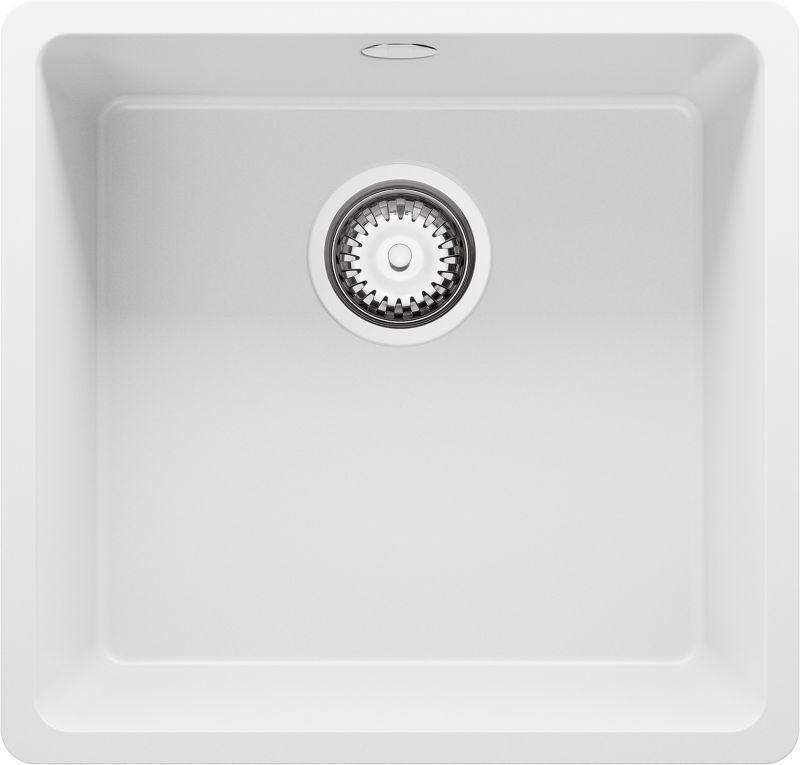 Zlewozmywak podblatowy Wenecja Easy PRIMAGRAN 46x44cm do szafki od 50cm, Biały + Syfon, S028, 1 szt.