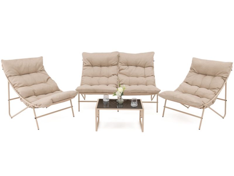 Zestaw mebli ogrodowych MebleMWM SA2006 beżowy poduszki beżowe 4 osobowy 1 kpl