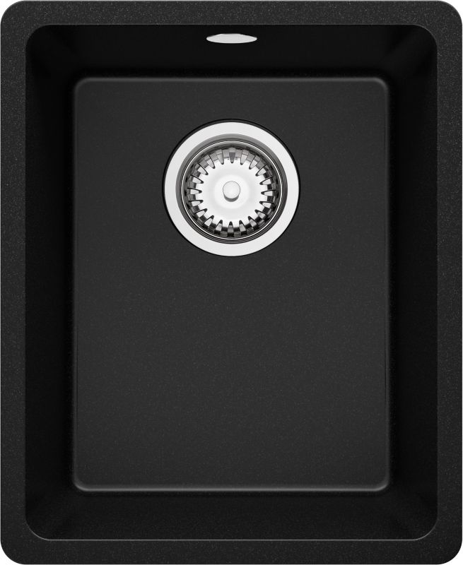 Zlewozmywak podblatowy Wenecja Easy PRIMAGRAN 36x44cm do szafki od 40cm, Czarny + Syfon, S001, 1 szt.