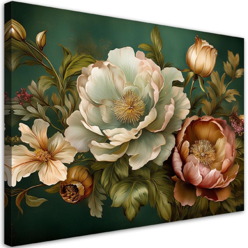 Obraz do salonu sypialni Feeby Natura Kwiaty Zielone 90x60 cm 1szt