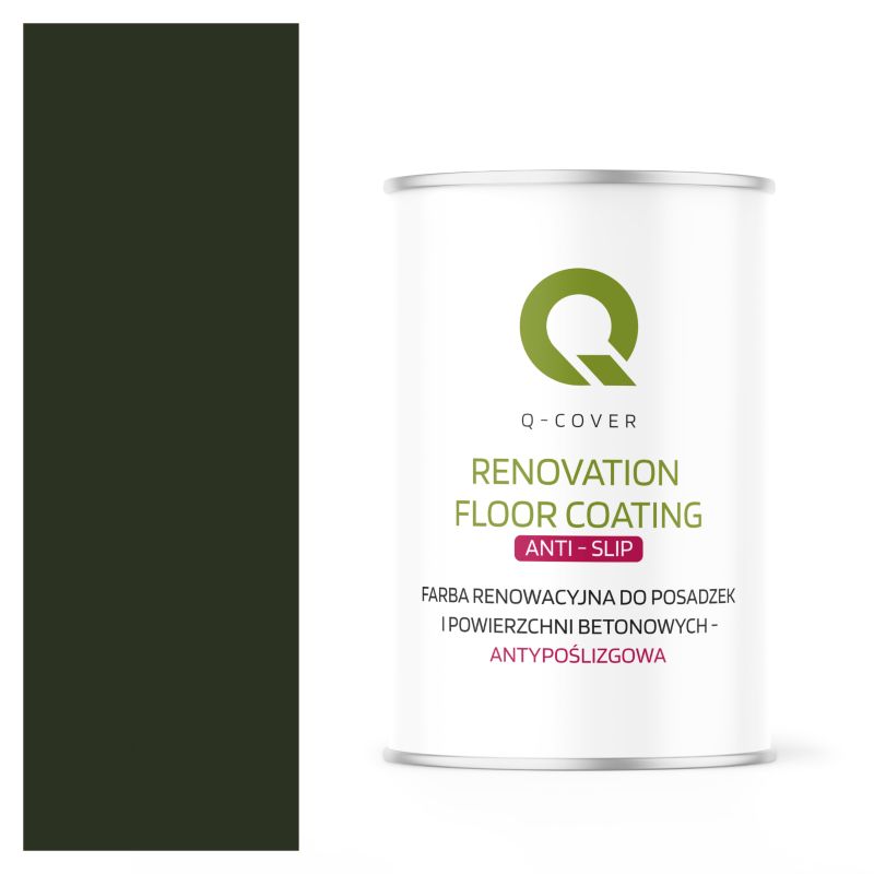 Farba Antypoślizgowa do Posadzek i Powierzchni Betonowych Renowacyjna Q-Cover Butelkowa Zieleń RAL6007 1L