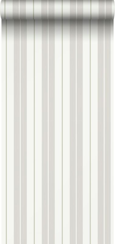 Tapeta Sanders & Sanders paski szarymIzielonym 53 cm x 10.05 m - 1 rol.