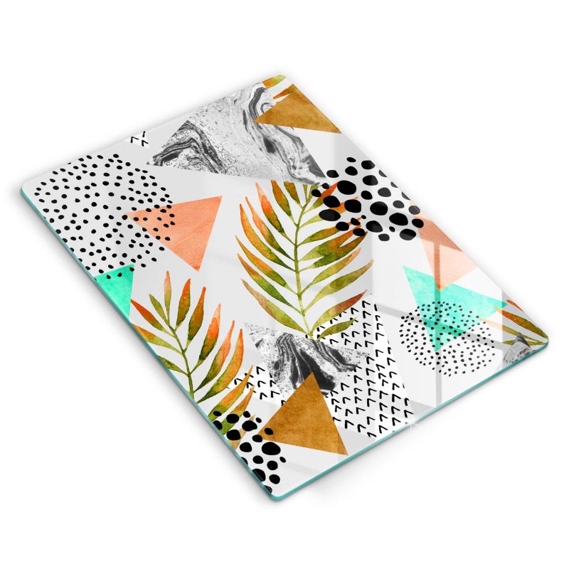 Szklana deska do krojenia Wallfluent 40x52 cm Wzór boho liście 1 szt.