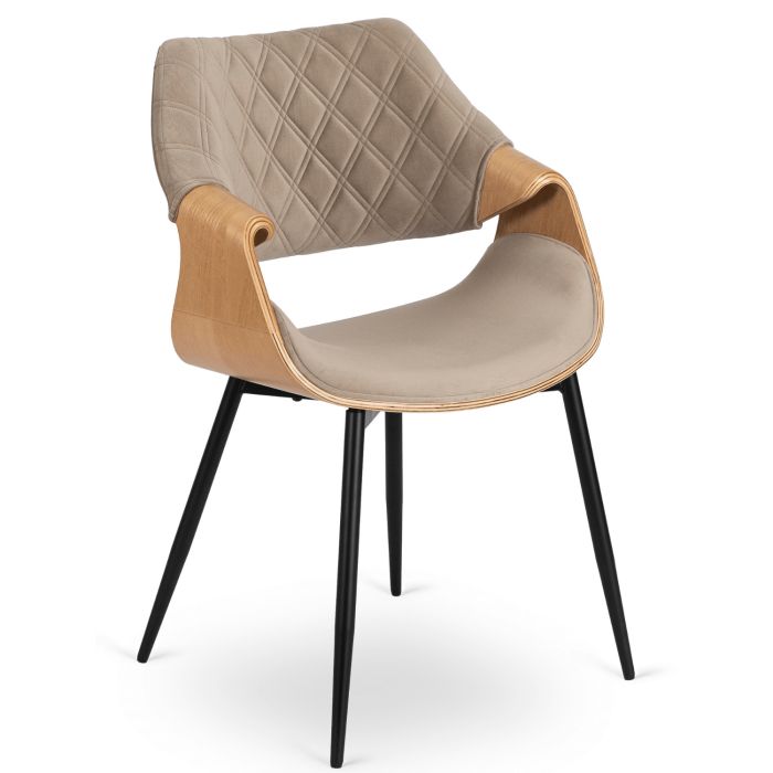 Krzesło Tapicerowane Gięte DAKOTA Mebel Elite Dąb Beżowe Do Salonu Loft 1 szt