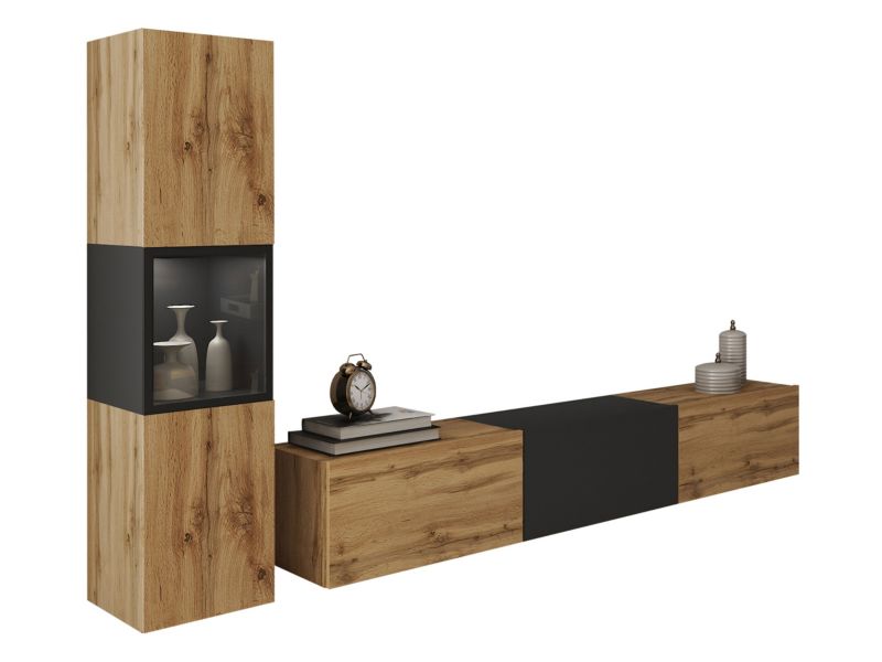 Meblościanka MIRJAN 24 Berlin I z oświetleniem LED wotan + czarny grafit 1 kpl.