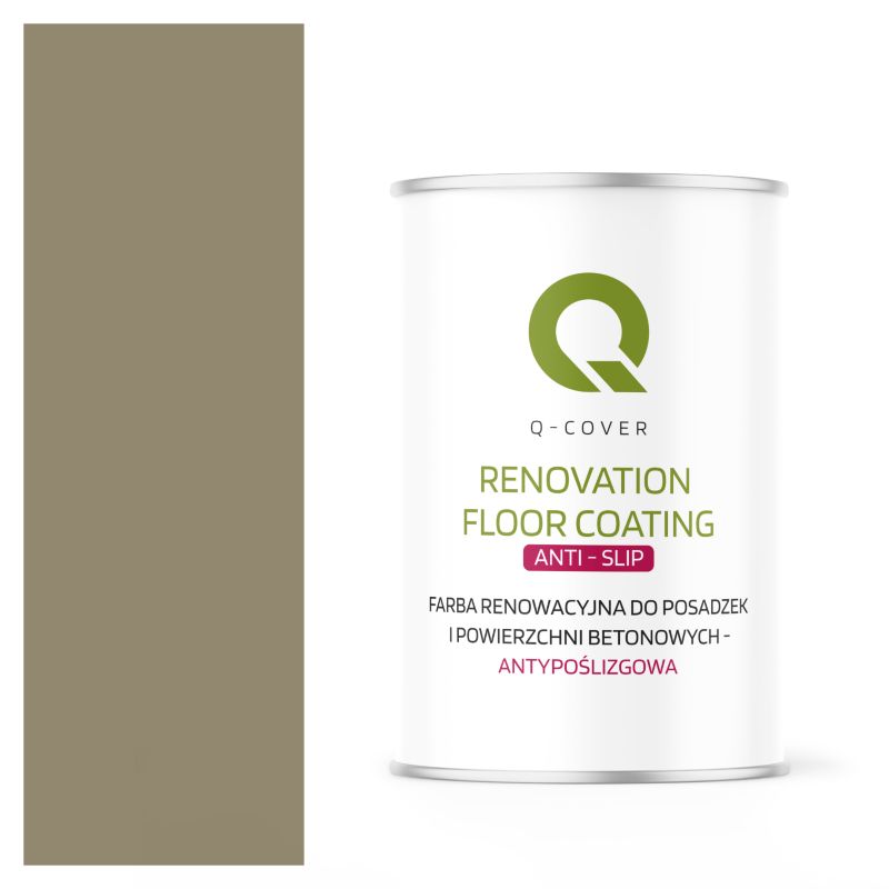 Farba Antypoślizgowa do Posadzek i Powierzchni Betonowych Renowacyjna Q-Cover Szaro-Żółty RAL7034 1L