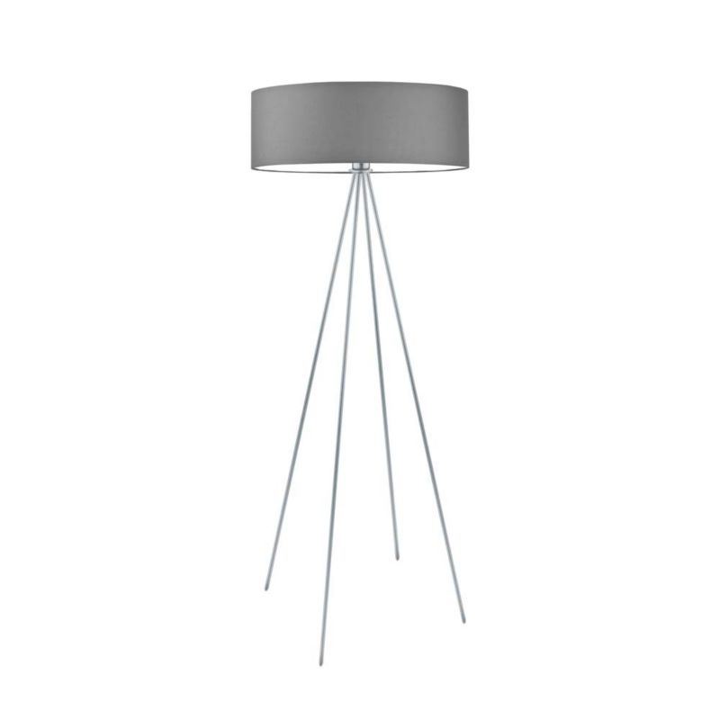 Lampa stojąca Volta Light Factory podłogowa trójnóg z abażurem srebrny/szary walec SOLARIS 1szt.