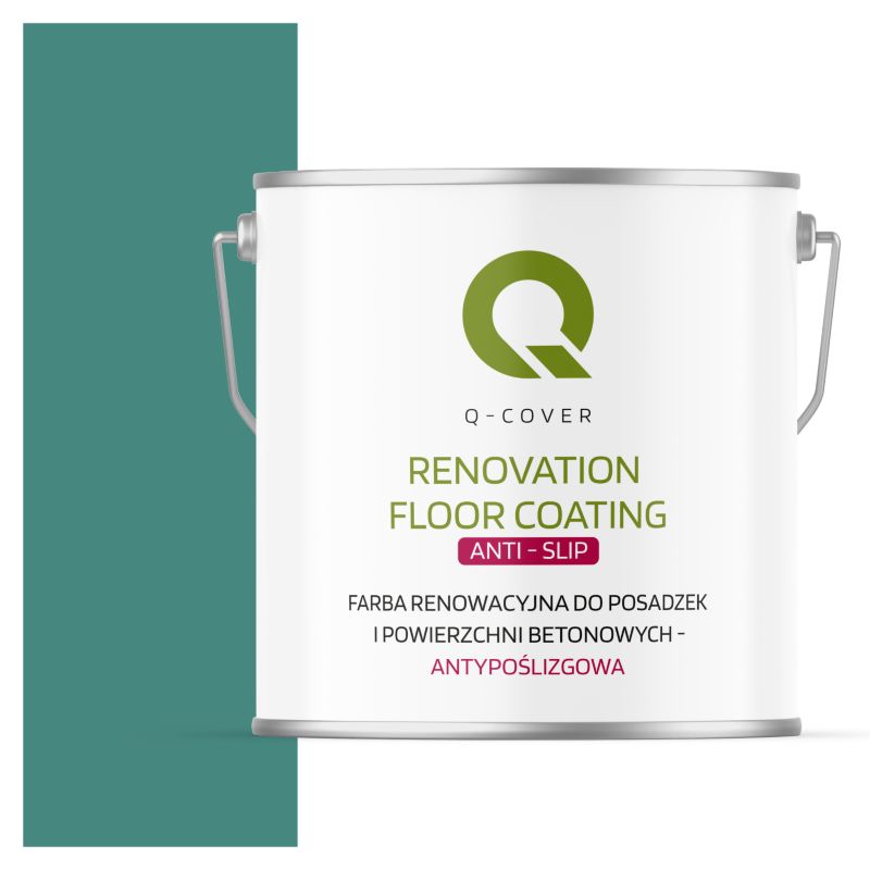 Farba Antypoślizgowa do Posadzek i Powierzchni Betonowych Renowacyjna Q-Cover Turkus Miętowy RAL6033 5L