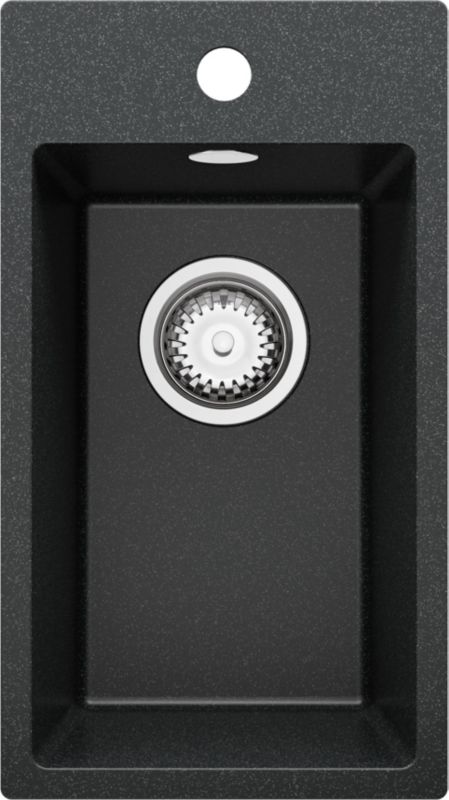Zlewozmywak Ryga PRIMAGRAN Nablatowy 28x50cm do szafki od 30cm, Grafitowy + Syfon, S003, 1 szt.
