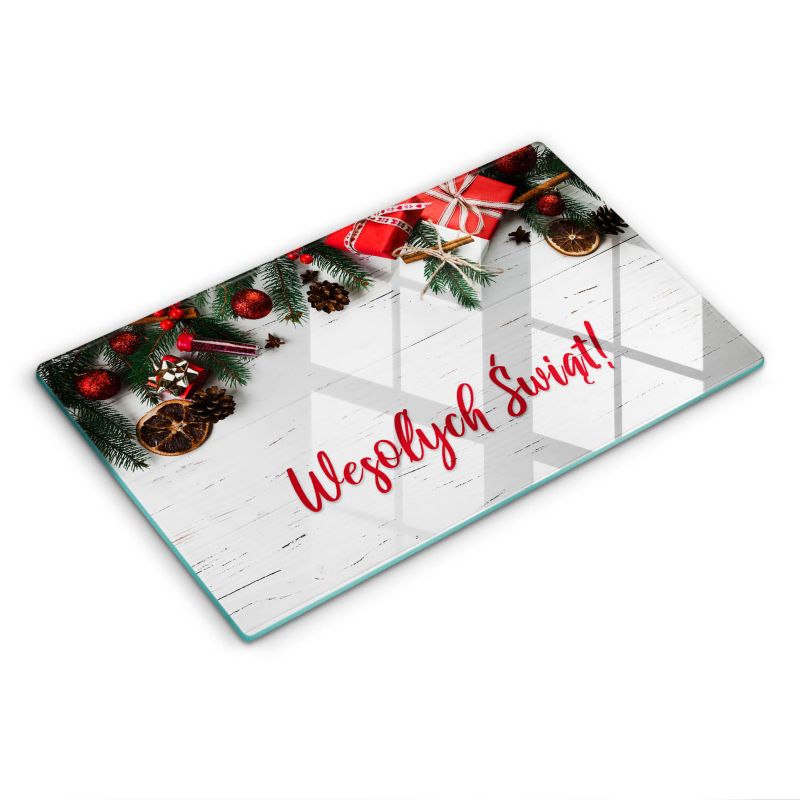 Szklana deska do krojenia Wallfluent 30x52 cm Napis: Wesołych Świąt 1 szt.