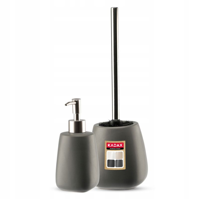 Zestaw Łazienkowy KADAX Szczotka Wc Dozownik szary 2 szt.
