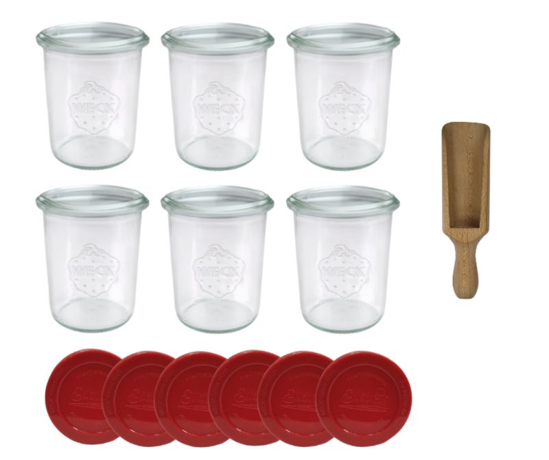 Słoiki MODO24 Weck 160 ml fi 60 mold z silikonowymi wiekami i miarką 6 kpl.